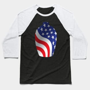 Big Green Egg design with American Flag Overlay Baseball T-Shirt